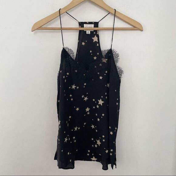 Cami NYC The Racer Lace Trim Star Print Silk Camisole - Picture 2 of 7